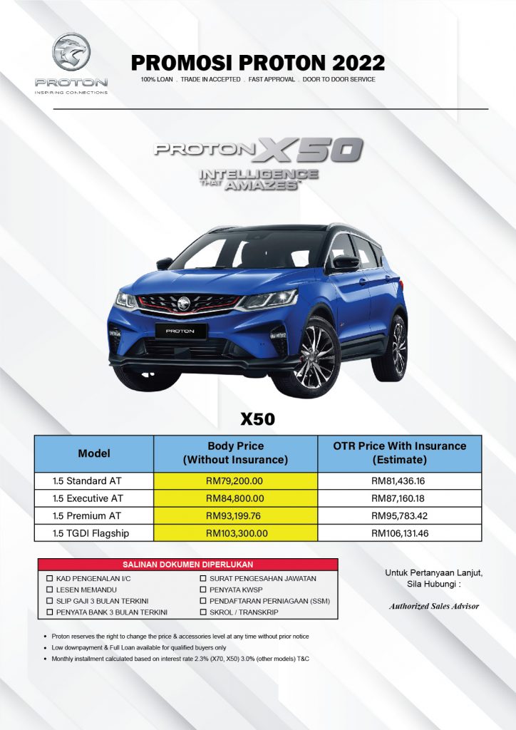 Harga X50 Baru 2022 Promosi Terbaru - Proton Malaysia