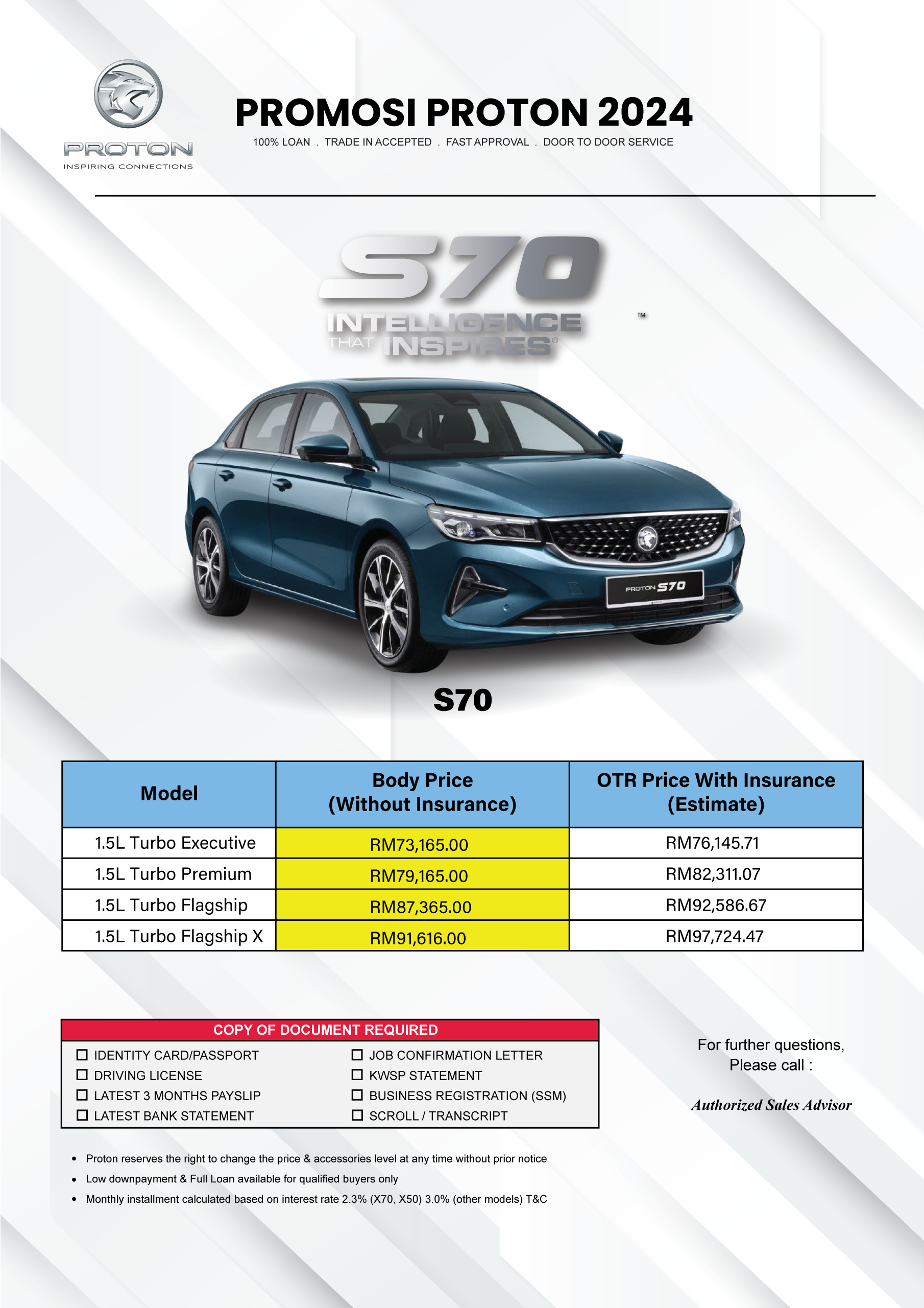Harga S70 Baru 2024 Promosi Terkini- Proton Malaysia